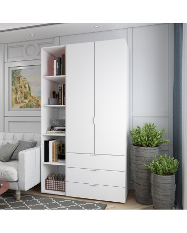 Kleiderschrank Doros Gelar Weiß 2 Türen mit offenem Regal 115,7x49,5x203,4 (42005029)