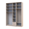 Kleiderschrank Doros Rondi mit Kleiderstange, Spiegel und hohem Oberschrank Kaschmir 3 Türen 181x52x260 (42005407)