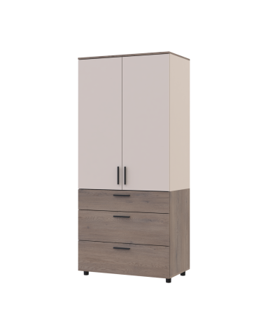 Kleiderschrank Doros Thorn Cremona Cannolo/Kaschmir 2 Türen 3 Schubladen Böden 90x51,6x200 (44900454)