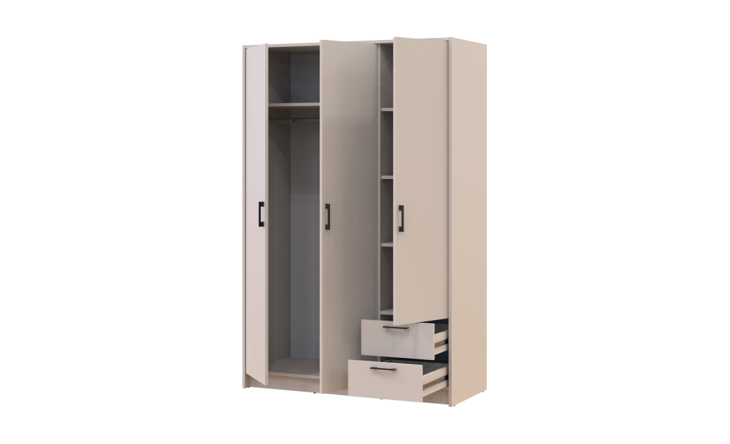 Kleiderschrank Doros Rondi mit Drehtüren Kaschmir 3 Türen 121x52x195 (80738472)