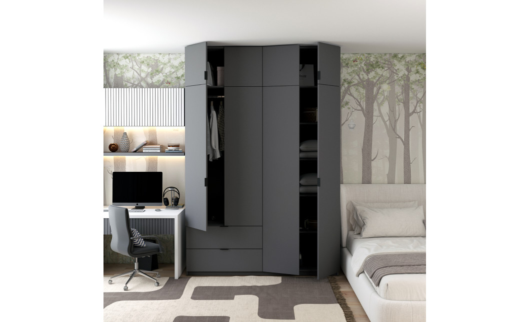 Kleiderschrank Doros Lukas mit Drehtüren Graphitgrau 160x50x240 (80736287)