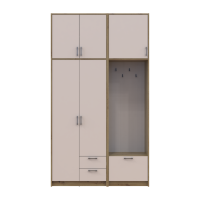Kleiderschrank Doros Rondi mit Kleiderstange und hohem Oberschrank Artisan Eiche/Kaschmir 2 Türen 142x52x260 (42005276)