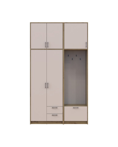 Kleiderschrank Doros Rondi mit Kleiderstange und hohem Oberschrank Artisan Eiche/Kaschmir 2 Türen 142x52x260 (42005276)