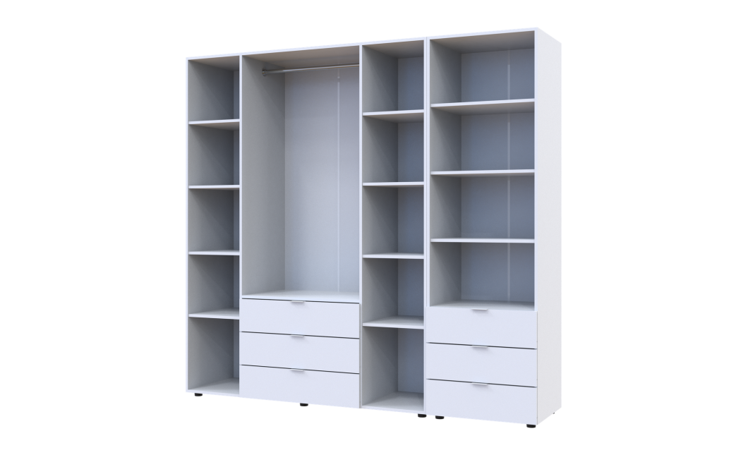 Kleiderschrank Doros Gelar Weiß 4 Türen Säulenschrank 215x49,5x203,4 (42005164)