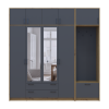 Drehtürenschrank Doros Rondi mit Kleiderstange, Spiegel und Oberschrank Artisan Eiche/Graphitgrau 4 Türen 220x52x236 (42005299)