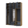 Kleiderschrank Doros Rondi mit Kleiderstange, Spiegel und hohem Oberschrank Artisan Eiche/Graphitgrau 3 Türen 181x52x260 (42005291)