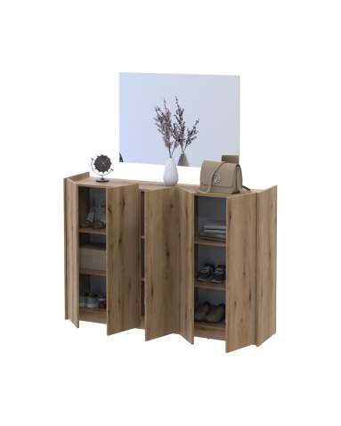 Schuhschrank Doros Kassel mit Spiegel Eiche Evoke 5 Türen 159×40×110 (42005502)