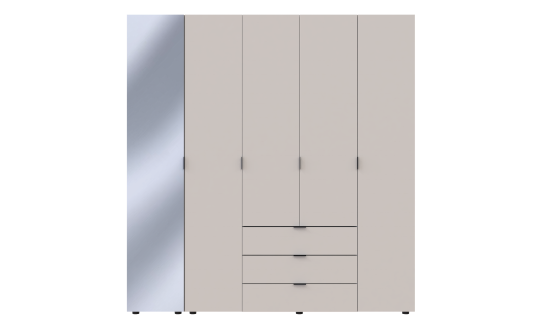 Kleiderschrank Doros Gelar Kaschmir 4 Türen mit Spiegel 194x49,5x203,4 (80737659)