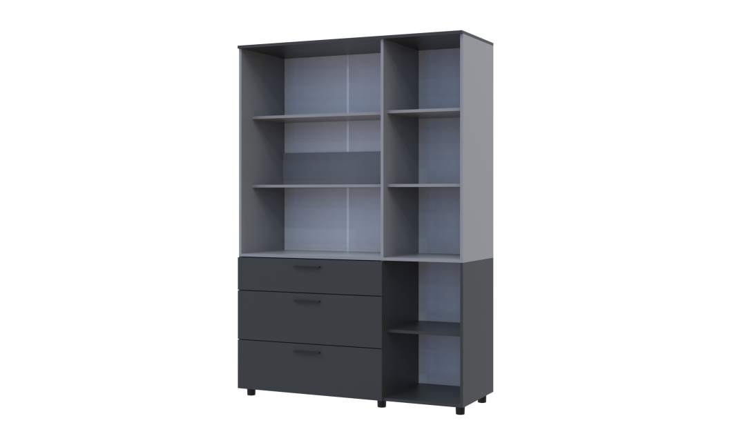 Kleiderschrank Doros Thorn Anthrazit/Grau 3 Türen 3 Schubladen Böden 135x51,6x200 (44900522)