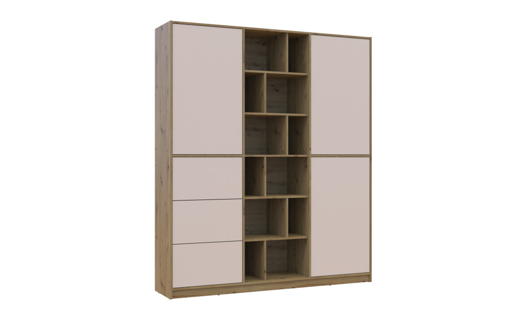Kleiderschrank Doros Morgan Artisan Eiche/Kaschmir /Schubladen 180x40x210 (44900409)