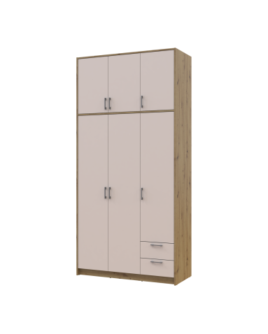Kleiderschrank Doros Rondi mit Drehtüren mit Oberschrank Artisan Eiche / Kaschmir 3 Türen 121x52x260 (42005193)