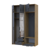 Drehtürenschrank Doros Rondi mit Kleiderstange, Spiegel und Oberschrank Artisan Eiche/Graphitgrau 2 Türen 142x52x236 (42005275)