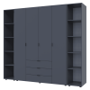 Kleiderschrank Doros Gelar Graphitgrau 4 Türen mit 2 offenen Regalböden 231,4x49,5x203,4 (42005064)
