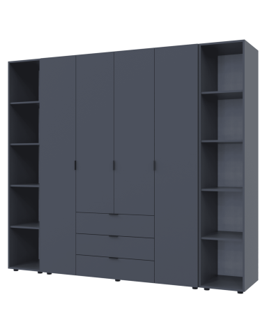 Kleiderschrank Doros Gelar Graphitgrau 4 Türen mit 2 offenen Regalböden 231,4x49,5x203,4 (42005064)