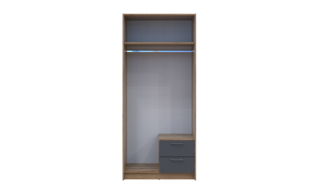 Kleiderschrank Doros Rondi mit Drehtüren Artisan Eiche / Graphitgrau 2 Türen 82x52x195 (80737804)