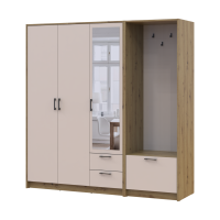 Drehtürenschrank Doros Rondi mit Kleiderstange und Spiegel Artisan Eiche/Kaschmir 3 Türen 181x52x195 (42005282)