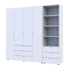 Kleiderschrank Doros Gelar Weiß 4 Türen Säulenschrank 215x49,5x203,4 (42005164)