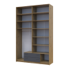 Kleiderschrank Doros Rondi mit Drehtüren mit Oberschrank und Spiegel Artisan Eiche / Graphitgrau 4 Türen 160x52x260 (42005191)