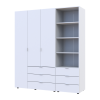 Kleiderschrank Doros Gelar Weiß 3 Türen Säulenschrank 176,2x49,5x203,4 (42005163)