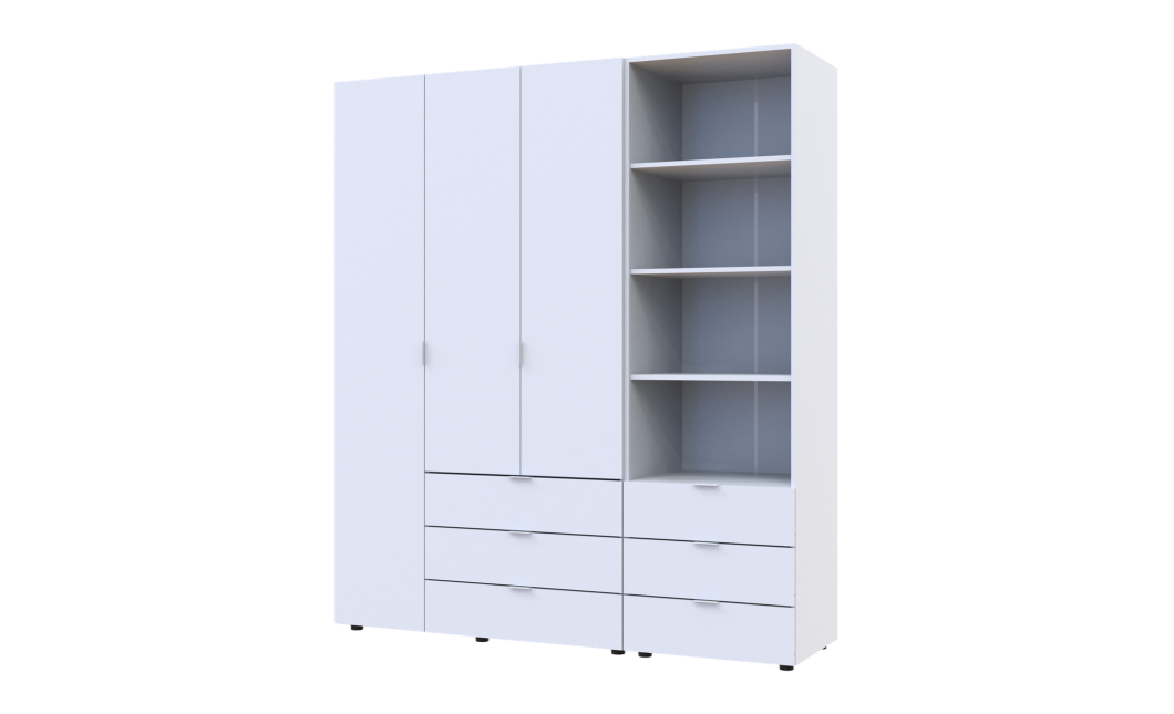 Kleiderschrank Doros Gelar Weiß 3 Türen Säulenschrank 176,2x49,5x203,4 (42005163)