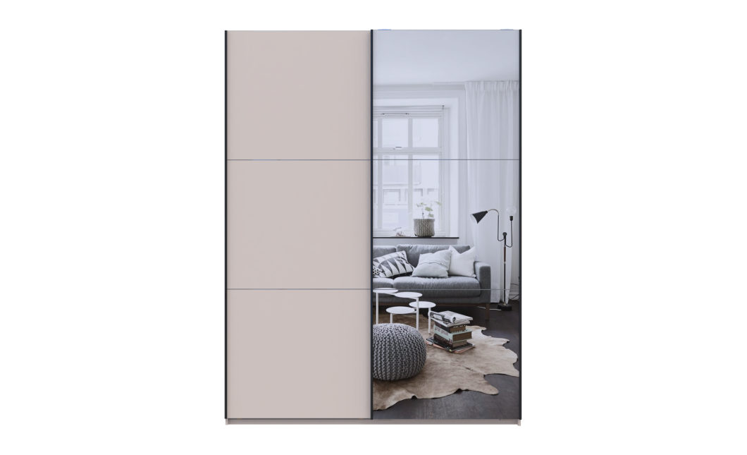 Kleiderschrank Doros G-Caiser Schiebetüren Kaschmir/Kaschmir Spiegel 2 Türen 180x60x240 (42005321)