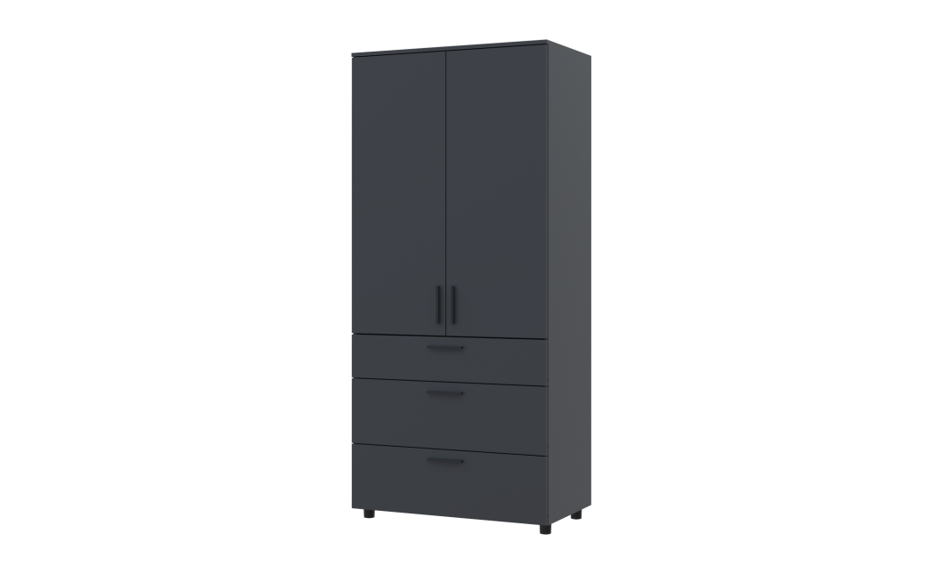 Kleiderschrank Doros Thorn Anthrazit 2 Türen 3 Schubladen Böden 90x51,6x200 (44900446)