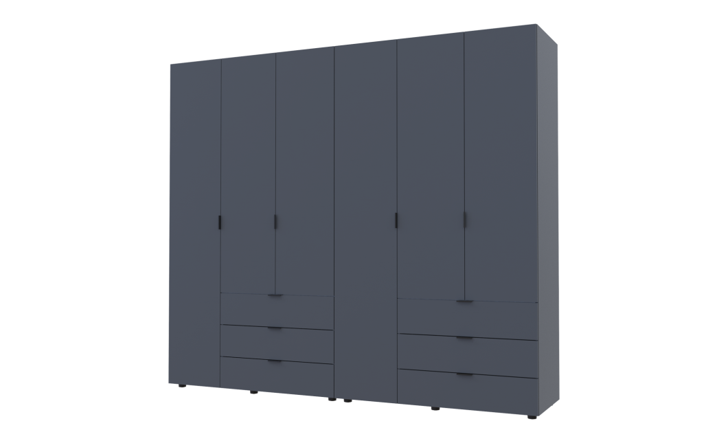 Kleiderschrank Doros Gelar Set mit Drehtüren Graphitgrau 3+3 Türen 232,4x49,5x203,4 (42002126)