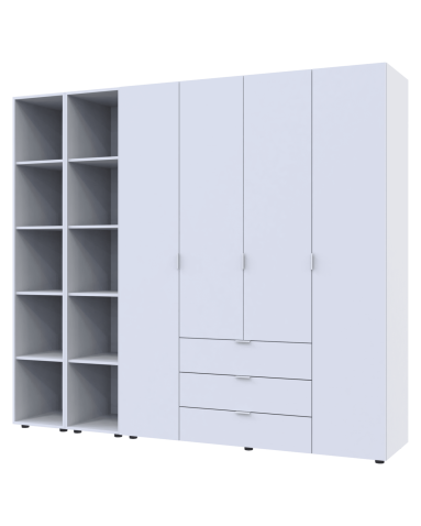 Kleiderschrank Doros Gelar Weiß 4 Türen mit 2 offenen Regalböden 231,4x49,5x203,4 (42005039)