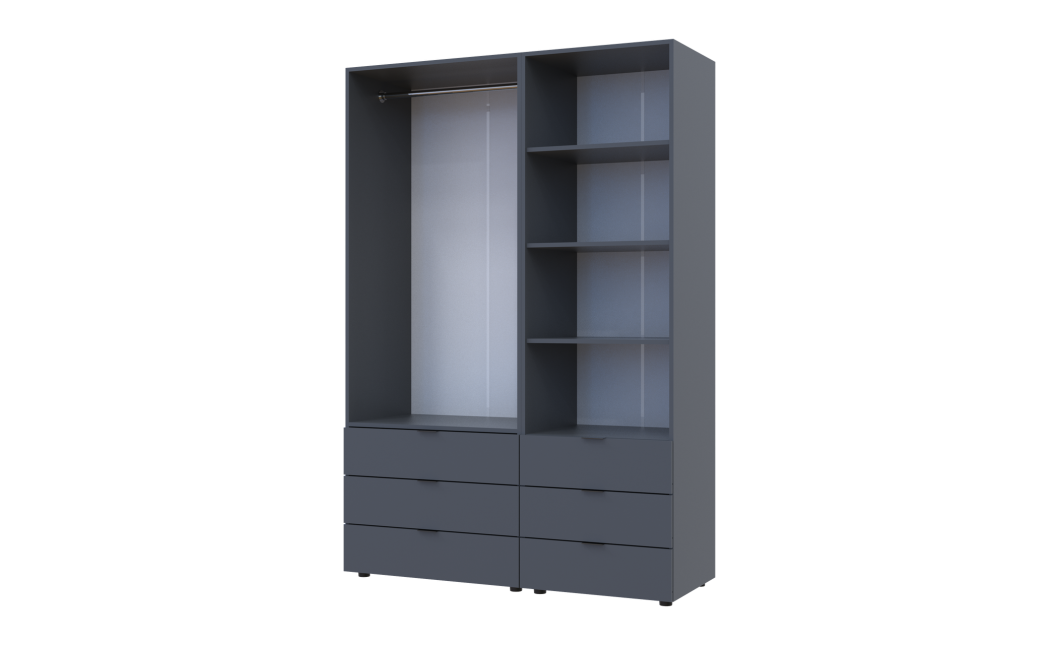 Kleiderschrank Doros Gelar Graphitgrau 2 Türen Säulenschrank 137,5x49,5x203,4 (42005168)