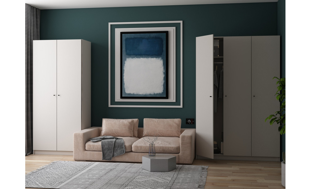 Kleiderschrank Doros Promo mit Drehtüren Kaschmir 3 Türen 135x48x204 (80737669)