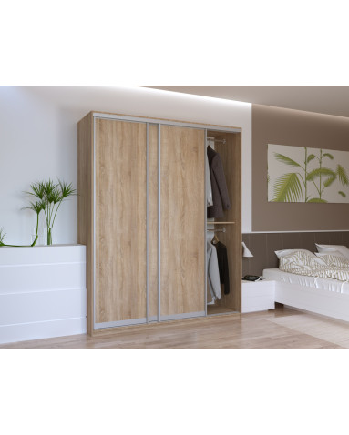 Kleiderschrank Doros City Light Schiebetüren Sonoma Eiche 3 Türen 180x60x225 (42002003)