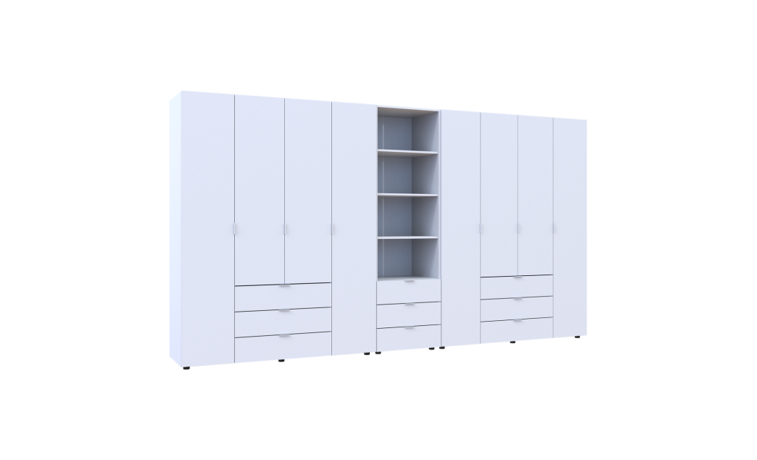 Kleiderschrank Doros Gelar Weiß 4+4 Türen Säulenschrank 370x49,5x203,4 (42005167)