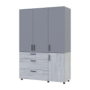 Kleiderschrank Doros Thorn Natti Kiefer/Grau 3 Türen 3 Schubladen Kleiderstange 135x51,6x200 (44900513)