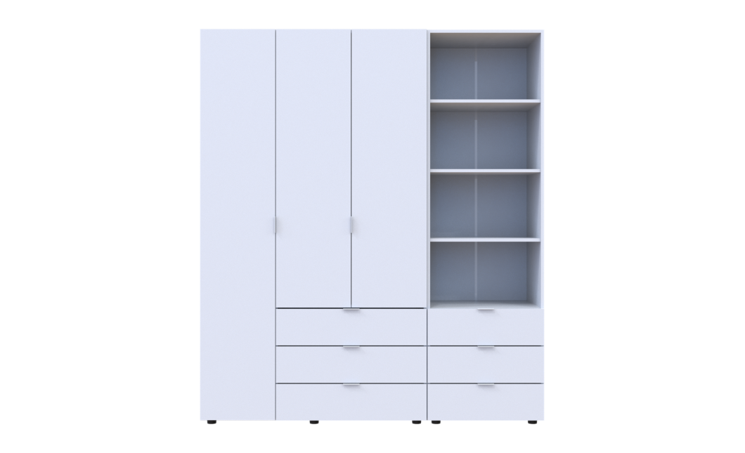 Kleiderschrank Doros Gelar Weiß 3 Türen Säulenschrank 176,2x49,5x203,4 (42005163)
