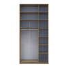 Kleiderschrank Doros Rondi mit Drehtüren mit Oberschrank und Spiegel Artisan Eiche / Graphitgrau 3 Türen 121x52x260 (42005190)