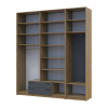 Kleiderschrank Doros Rondi mit Kleiderstange, Spiegel und hohem Oberschrank Artisan Eiche/Graphitgrau 4 Türen 220x52x260 (42005303)