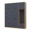 Drehtürenschrank Doros Rondi mit Kleiderstange und hohem Oberschrank Artisan Eiche/Graphitgrau 4 Türen 220x52x260 (42005301)