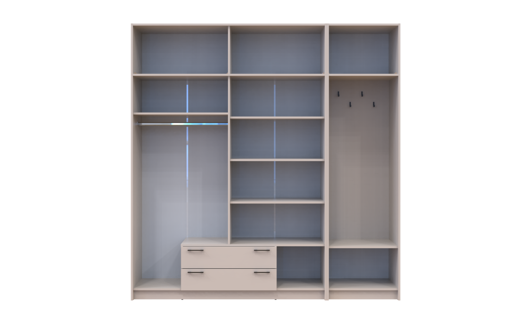 Drehtürenschrank Doros Rondi mit Kleiderstange und Oberschrank Kaschmir 4 Türen 220x52x236 (42005396)