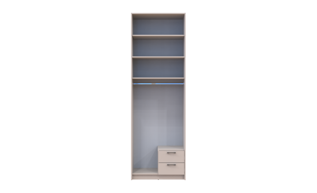 Kleiderschrank Doros Rondi mit Drehtüren mit Oberschrank und Spiegel Kaschmir 2 Türen 82x52x260 (80738483)