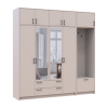 Kleiderschrank Doros Rondi mit Kleiderstange, Spiegel und Oberschrank Kaschmir 4 Türen 220x52x236 (42005405)
