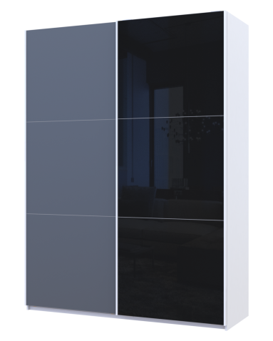 Kleiderschrank Doros G-Caiser Schiebetüren Weiß Graphitgrau Schwarz mit Spiegel 180x60x240 (42005095)