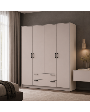 Kleiderschrank Doros Rondi mit Drehtüren Kaschmir 4 Türen 160x52x195 (80738477)