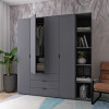 Kleiderschrank Doros Gelar Graphitgrau 4 Türen mit offenem Regal 193,2x49,5x203,4 (42005063)