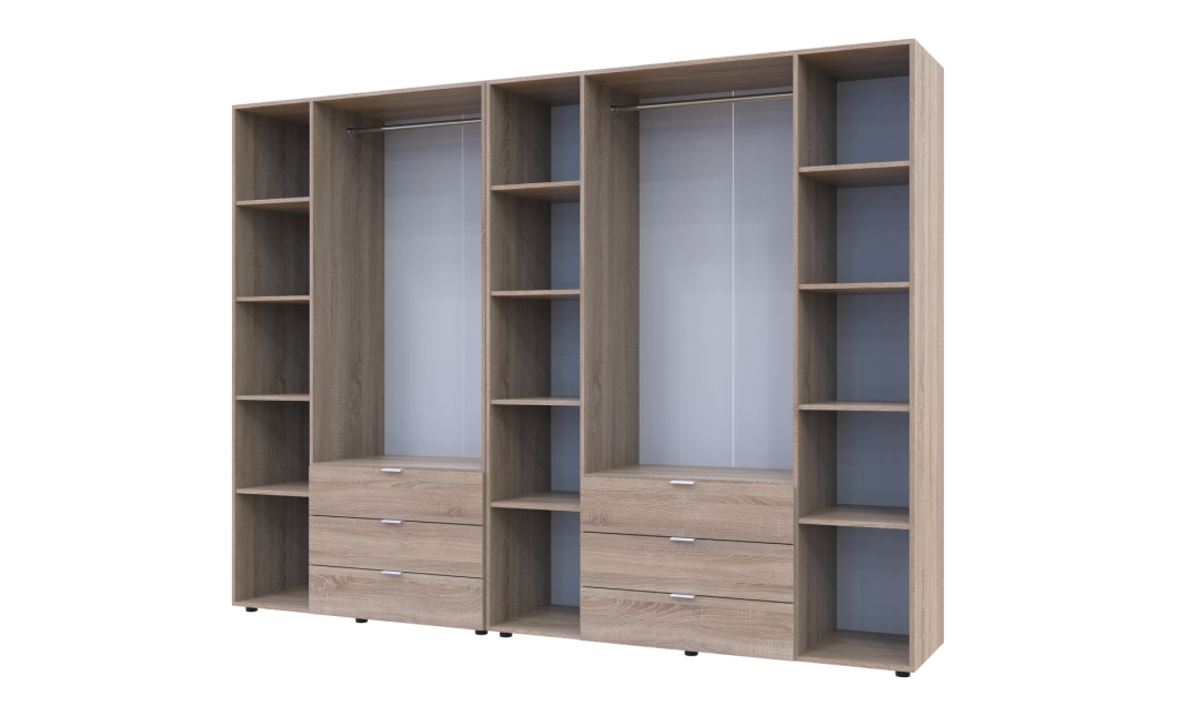 Kleiderschrank Doros Gelar Set mit Drehtüren Sonoma Eiche 3+4 Türen 271,2x49,5x203,4 (42002127)