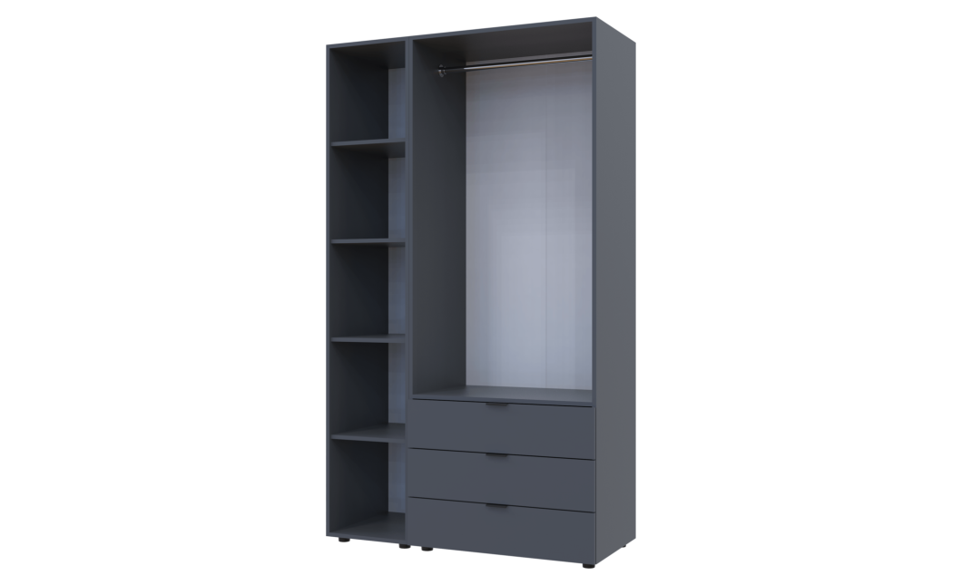 Kleiderschrank Doros Gelar Graphitgrau 2 Türen mit offenem Regal 115,7x49,5x203,4 (42005054)