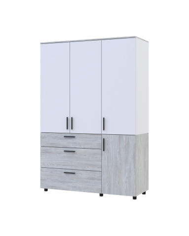 Kleiderschrank Doros Thorn Natti Kiefer/Weiß 3 Türen 3 Schubladen Böden 135x51,6x200 (44900510)