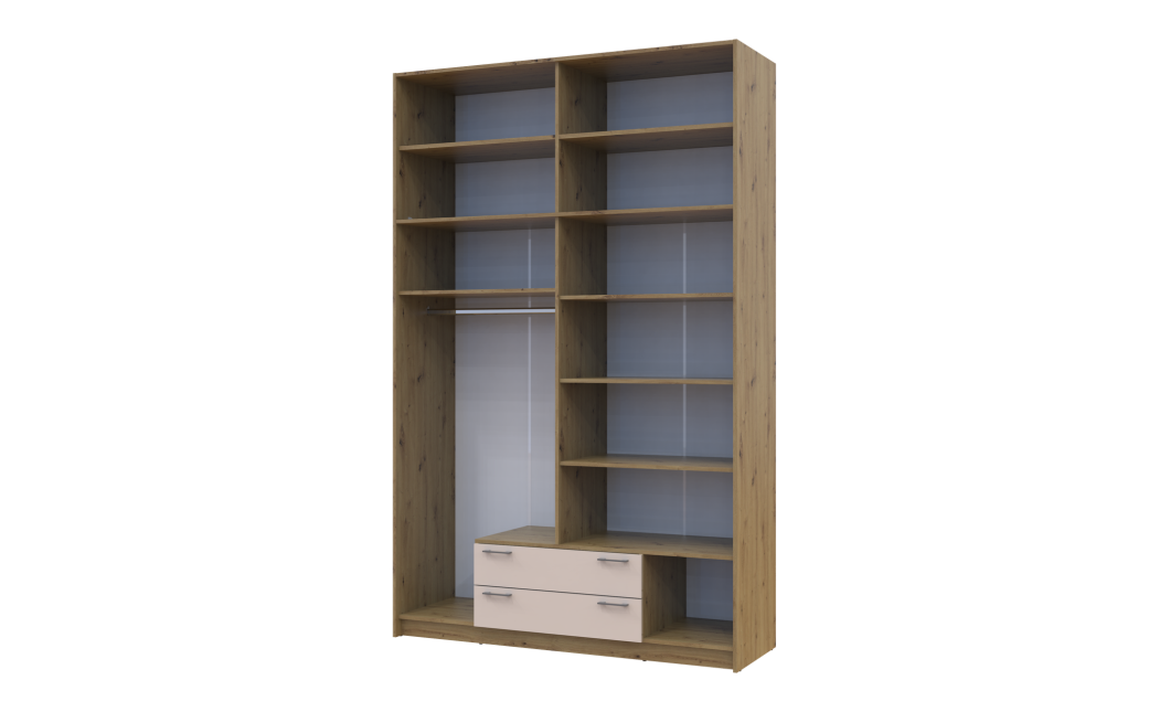 Kleiderschrank Doros Rondi mit Drehtüren mit Oberschrank und Spiegel Artisan Eiche / Kaschmir 4 Türen 160x52x260 (42005197)