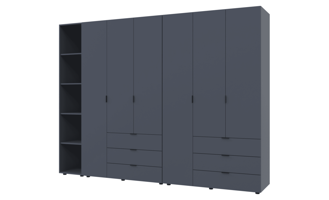 Kleiderschrank Doros Gelar Graphitgrau 3+3 Türen mit offenem Regal 270,6x49,5x203,4 (42005061)