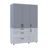 Kleiderschrank Doros Thorn Natti Kiefer/Grau 3 Türen 3 Schubladen Böden 135x51,6x200 (44900514)