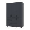 Kleiderschrank Doros Thorn Anthrazit 3 Türen 3 Schubladen Kleiderstange 135x51,6x200 (44900493)